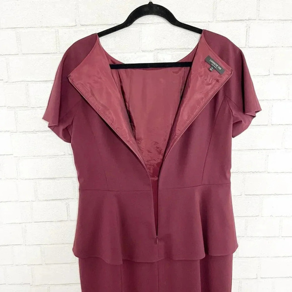 Lafayette 148 Maroon Peplum Layered Look Wool Blend Retro Dress Women's Size 10 - Picture 6 of 8